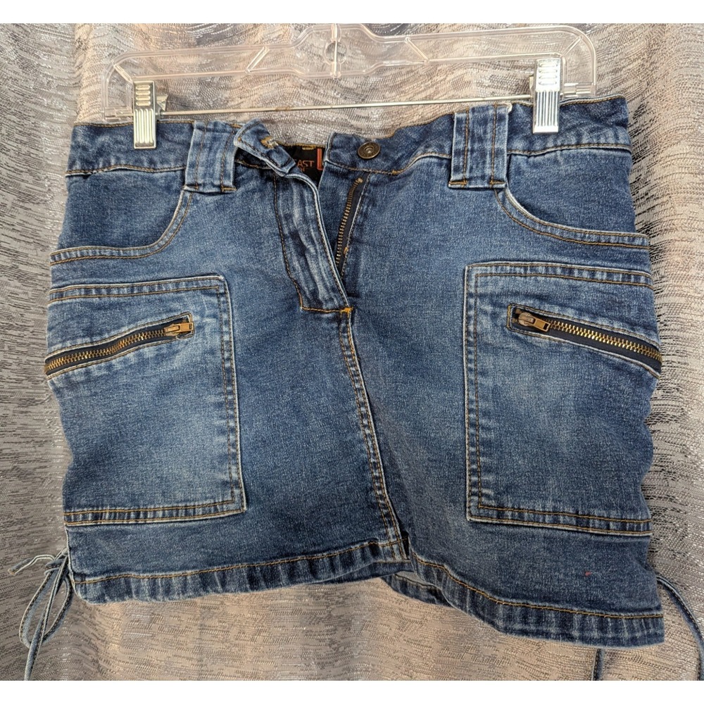 East Of LA Denim Skort Y2K Sz 9/10 Youth 6 Pocket Med Wash